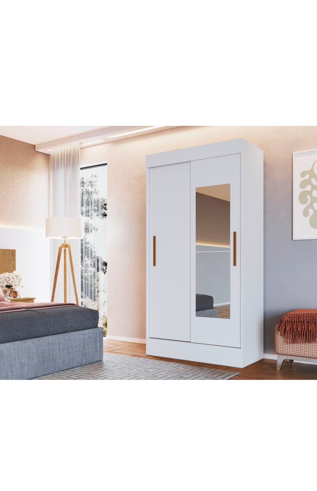 Ambiente de quarto com mobiliário apresentado no catálogo